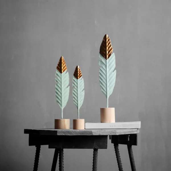 Modern Feather Wooden Decorations Simple Miniature Figurines for Living Room Table Office Home Decoration Accessories - Image 3