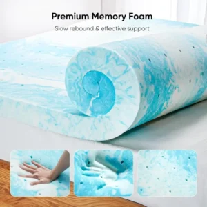 3-inch Memory Foam Mattress Topper, Gel Infused Cooling Mattress Topper, Soft Mattress Topper for Sleeper Sofa, RV, Camper - Image 2