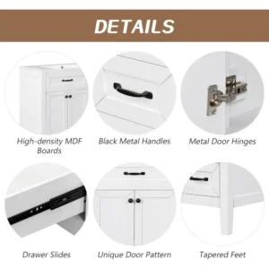 36" Bathroom Vanity with Sink, Wood White Bathroom Sink Cabinet with 3 Drawers and Doors, Wood Bathroom Vanity Set - Image 6
