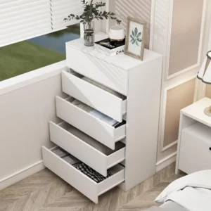 5 Drawer Dresser for Bedroom Vanity Desk White Living Room Make Up Table Hallway Toilet Furniture Makeup 27.6 in Furnitures Home - Image 4