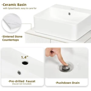 30" Bathroom Vanity with Counter Top Sink Combo, Modern Bathroom Storage Vanity Cabinet Set Included Drain - Image 6