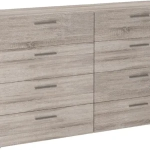 8 Drawer & Double Dresser, Freestanding Dresser, for Bedroom, 16"D x 55"W x 32"H, Black Woodgrain / Truffle - Image 2