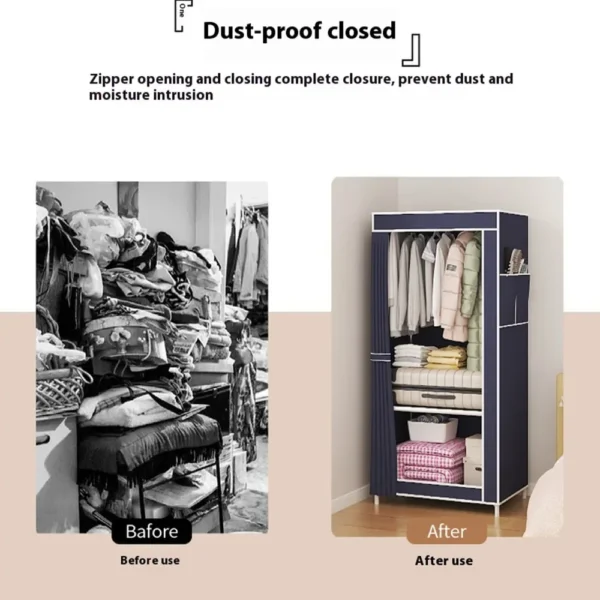 Simple Wardrobe Easy To Assemble Clothing Cabinet Single Person Economy Fabric Wardrobe Rental Room Storage Wardrobes Storage - Image 5