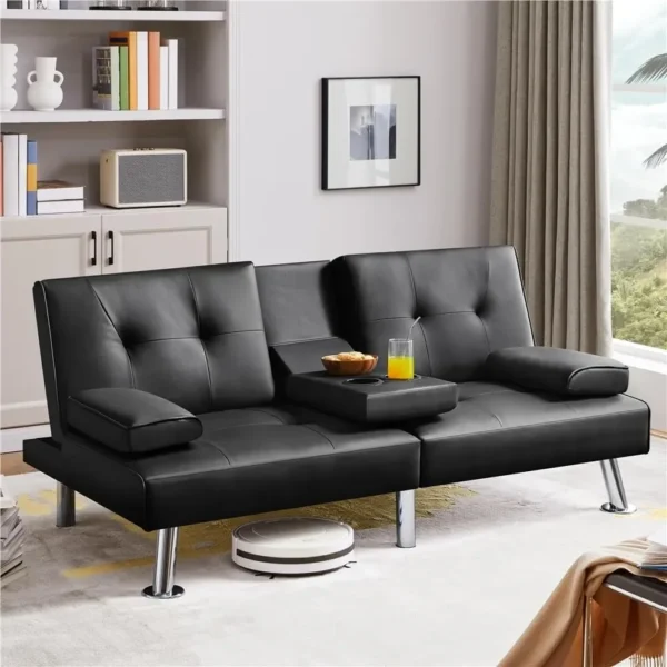 Sofa Bed Adjustmentsofa Double-sided Doublesofa Folding Sofa Bed Guestbed,cupholder,Bed Modern Artificial Leather Lounge Chair - Image 5