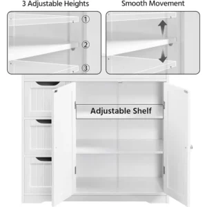 Bathroom Free-Standing Floor Cabinet, Practical Storage Cabinet with 4 Drawers and 2 Doors for Kitchen, Entrance Area - Image 6
