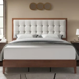 Bed Frame, Upholstered Tufted Headboard, Bed Frame - Image 2