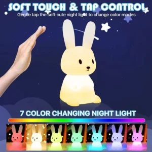 LED Night light Silicone Rabbit Touch Sensor lamp Cute Animal Light Bedroom Decor Gift for Kid Baby Child Table Lamp Home Decor - Image 2