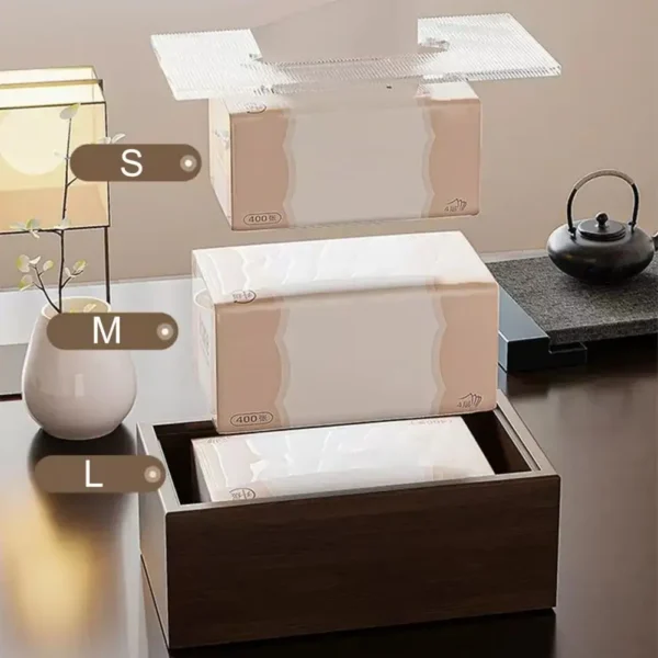 Napkin Holder for Home Chinese Style Wood Tissue Box Light Luxury Desktop Napkin Organizer with Acrylic Lid for Room - Image 4