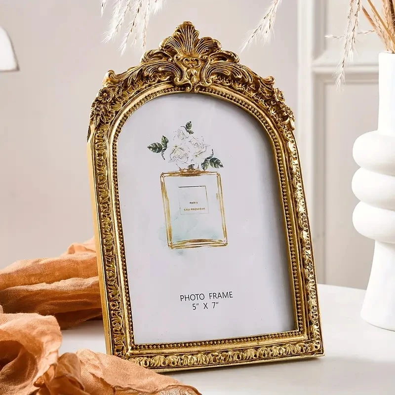 Golden Cadre Vintage Frame Retro Golden Decor Photo Frame For Photo Display, Wedding Anniversary Party Christmas Valentine Gift - Image 3