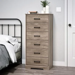 Astrid Tall White Dresser: 16"D x 20"W x 52"H, 6-Drawer Chest for Bedroom by Prepac - Perfect Chest of Drawers for Ample - Image 6