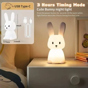 LED Night light Silicone Rabbit Touch Sensor lamp Cute Animal Light Bedroom Decor Gift for Kid Baby Child Table Lamp Home Decor - Image 3