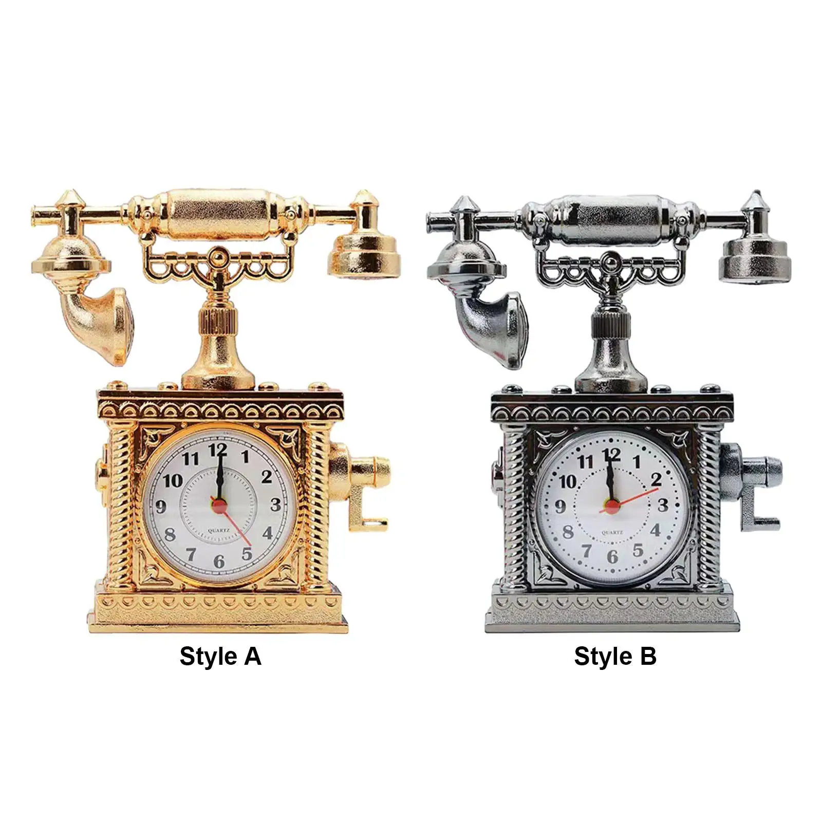 Vintage Telephone Table Clock Statue Old Fashion Clock Desktop Decorative Collectible Home Decoration Housewarming Gift - Image 6