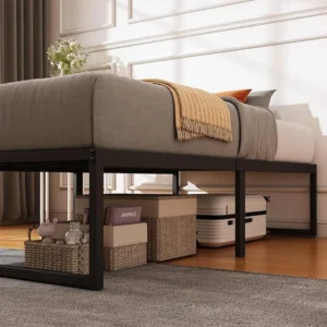 16 Inch Bed Frame, No Box Spring Needed, Heavy Duty Metal Platform Queen Size Bed Frame, Strong Steel Slats Support - Image 6
