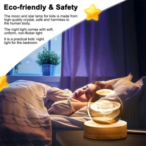 Luminous Crystal Ball LED Night Light Saturn Solar System 3D Moon Table Lamp USB Bedroom Atmosphere Lamp for Birthday Kid Gift - Image 4