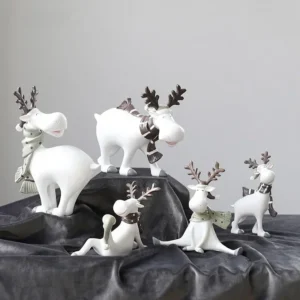 Creative Home Deer Decorations Creative White Deer Figurines Christmas Office Living Room Decorations Easter Room Desk Ornament - Image 4