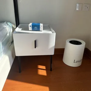 Modern Slate Nightstands Nordic Bedroom Bedside Table with drawer Wood Leather Storage Side Cabinet Light Luxury Home Furniture - Image 5