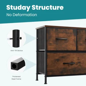 Dresser for Bedroom, Storage with 5 Drawer Organizer Closet Chest Small Clothes Fabric Cabinet, Kids Furniture Drawer Binis - Image 6