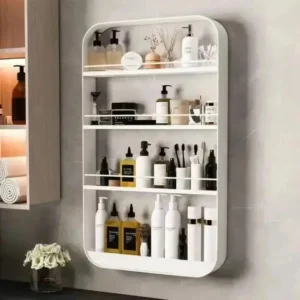 Bathroom Storage Racks Bathrooms Shelves Wall-Mounted Storage Cabinets Bathroom Toiletrie Shelf Wall Shelves Punch-Free - Image 2