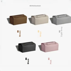 Simple Solid Color Tissue Box Household Table PU Leather Napkin Holder Waterproof Storage Sundries Case Car Paper Organizers Box - Image 4