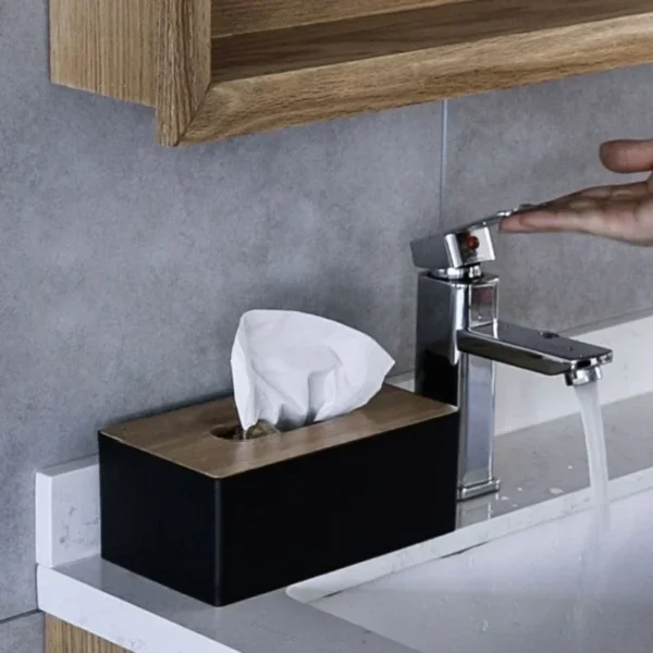 Tissue Box Table Napkin Rings Tissue case Paper Box Container Bamboo Cover Solid Wood Storage Box Home Table Decoration - Image 3
