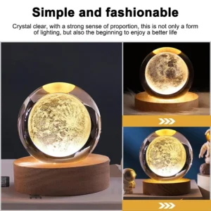 Luminous Crystal Ball LED Night Light Saturn Solar System 3D Moon Table Lamp USB Bedroom Atmosphere Lamp for Birthday Kid Gift - Image 3