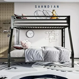 Twin Over Full Metal Bunk Bed Sturdy Guard Rail Space-Saving Immersive Sleep Experience - Image 3