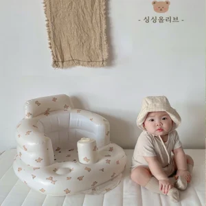 Baby Inflatable Sofa Children Puff Portable Bath Chairs PVC Multifunctional Seat Practice Sitting Bath Stool - Image 2