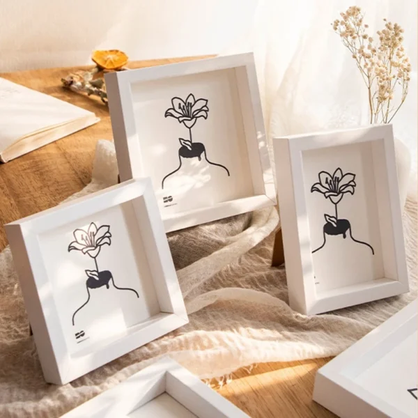 Wooden Photo Frame Picture Frames Shadow Box Frame Wall Photo Card Holder Certificate Specimen Dry Flower Holder Desktop Decor - Image 5