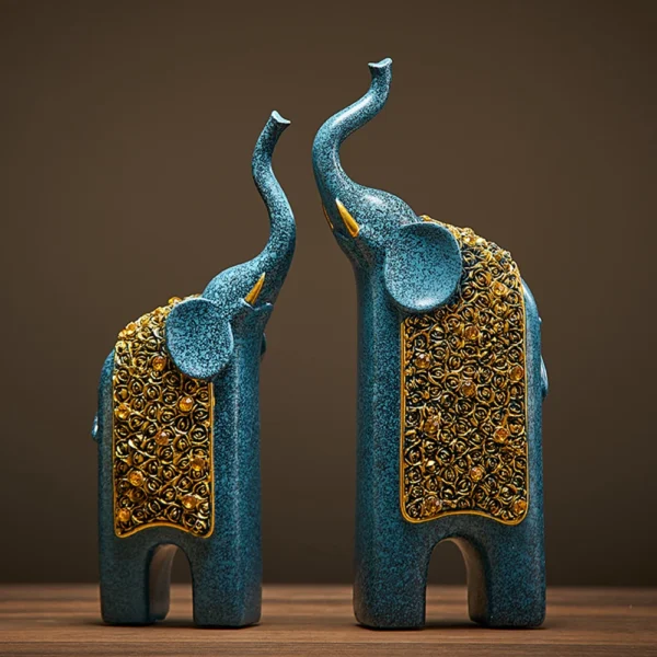 2pcs Retro Resin Elephant Ornaments Vintage Exquisite Home Office TV Cabinet Decorations High-end Light Luxury Gifts for Friends - Image 2