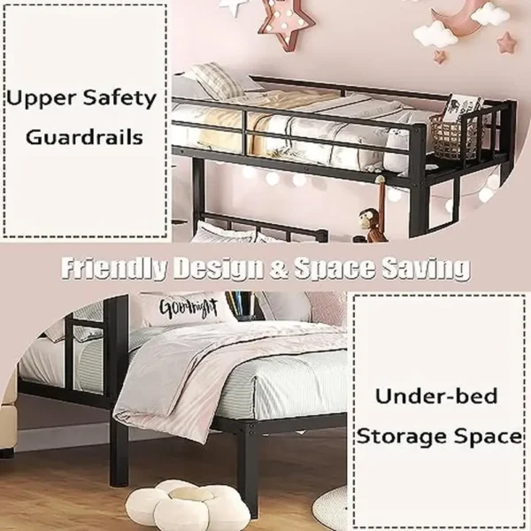 Metal Triple Bunk Beds Kids Teens Space Saver Three Bed Bunk Beds Can Separate into 3 Twin Beds Full-Length Guardrails Sturdy - Image 5
