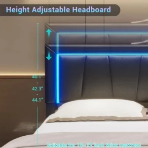 California King Bed Frame with 4 Storage Drawers, LED Light Platform Bed Cal King Size - Image 6