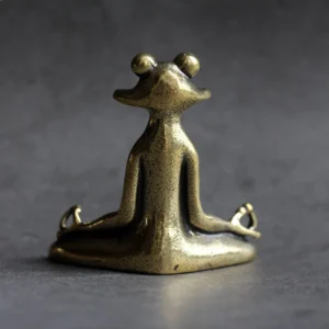 Vintage Brass Meditation Zen Buddhist Frog Statue Trinket Copper Animal Sculpture Incense Burner Home Desk Decoration Tea Pet - Image 3
