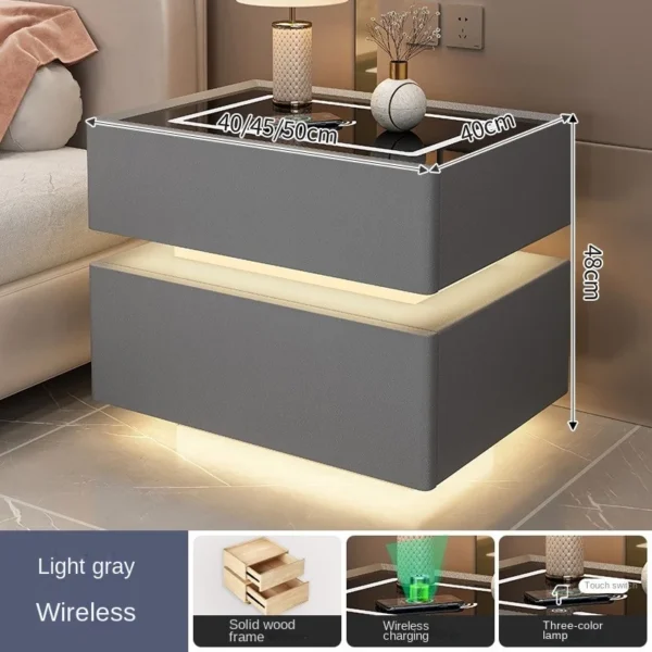Smart Nightstand Suspension New Bedroom All Solid Wood Simple Modern Light Luxury Senior Sense Of Net Red Multifunction Home - Image 3