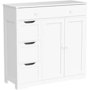 Bathroom Free-Standing Floor Cabinet, Practical Storage Cabinet with 4 Drawers and 2 Doors for Kitchen, Entrance Area - Image 4