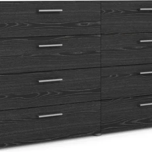 8 Drawer & Double Dresser, Freestanding Dresser, for Bedroom, 16"D x 55"W x 32"H, Black Woodgrain / Truffle - Image 3