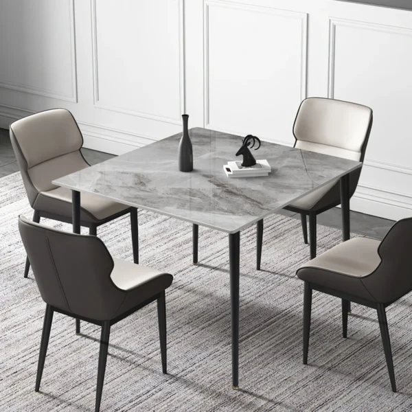 Mid-Century Slate Kitchen Dining Table with Sintered Stone Top and Metal Legs, Desk for Living Room, Dining Room - Image 3