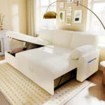 Sleeper Sofa, Sofa Bed- 2 in 1 Pull Out Couch Bed w/ Storage Chaise for Living Room, Sofa Sleeper with Pull Out Bed,Boucle Couch
