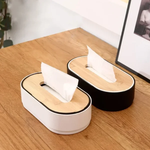 Tissue Box Holder Bamboo Cover Toilet Paper Box Napkin Holder Case Tissue Paper Dispenser Paper Towel Storage Box Tissue Boxes - Image 5