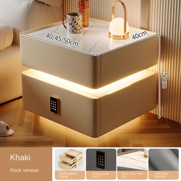 Smart Nightstand Suspension New Bedroom All Solid Wood Simple Modern Light Luxury Senior Sense Of Net Red Multifunction Home - Image 2