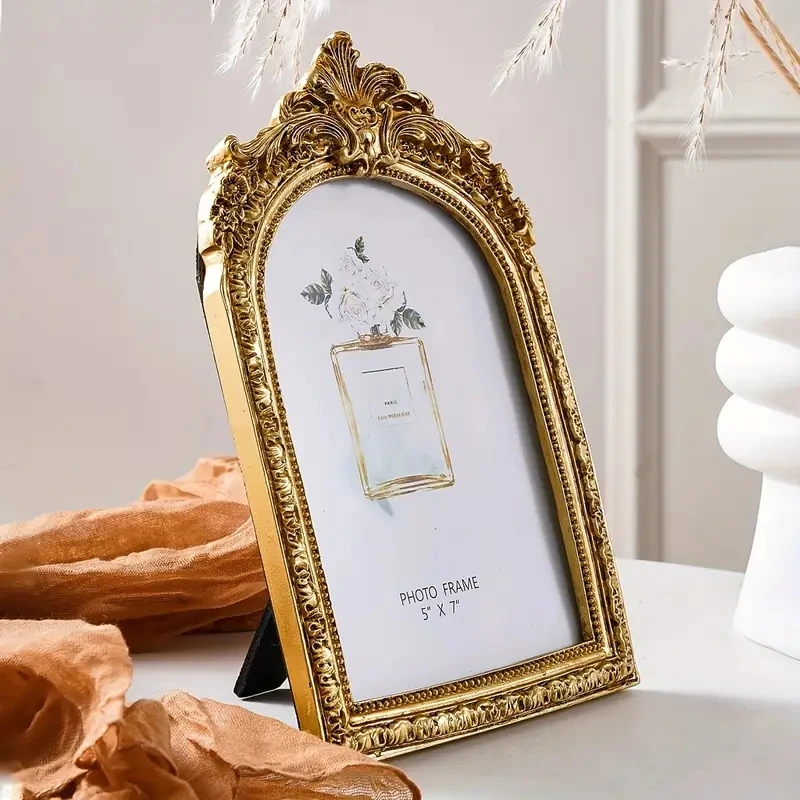 Golden Cadre Vintage Frame Retro Golden Decor Photo Frame For Photo Display, Wedding Anniversary Party Christmas Valentine Gift - Image 4