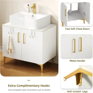 30" Bathroom Vanity with Counter Top Sink Combo, Modern Bathroom Storage Vanity Cabinet Set Included Drain - Image 5