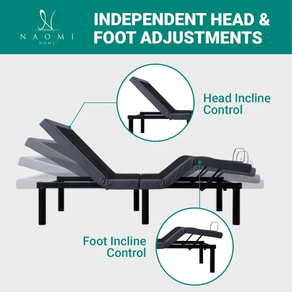 IdealBase Pain Relieving Adjustable Bed Frame Twin XL Massaging Zero Gravity Adjustable Bed Base with 3 Speed Head 2 USB Ports - Image 5