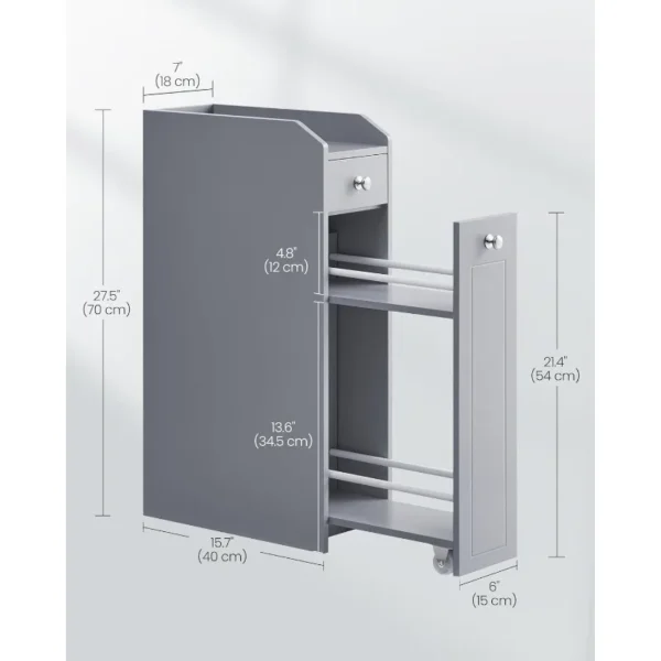 Small Bathroom Storage Cabinet, Slim Bathroom Storage Organizer, Toilet Paper Holder with Storage, Toilet Paper Storage Cabinet - Image 5