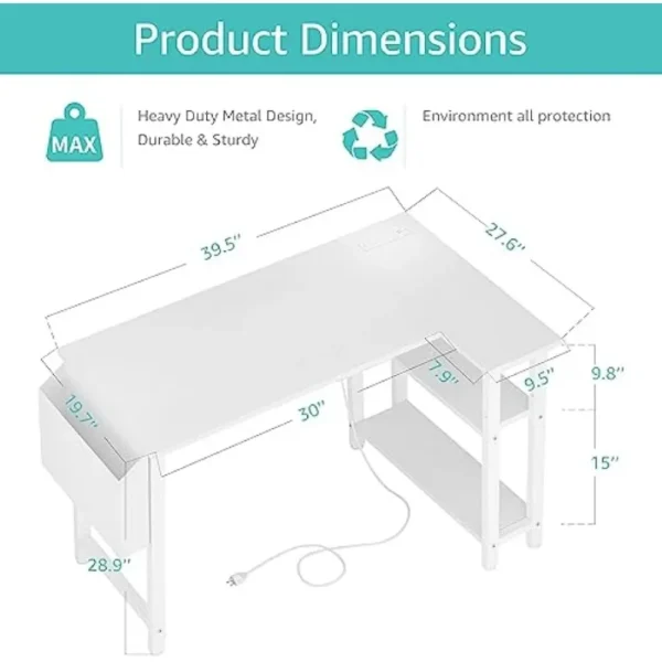 Table Computer Desks L-Shaped Desk PC Desks 40 Inch Small Corner Desk for Small Space Home Office Furniture Pliante Reading Room - Image 2