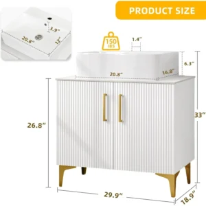 30" Bathroom Vanity with Counter Top Sink Combo, Modern Bathroom Storage Vanity Cabinet Set Included Drain - Image 2
