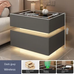 Smart Nightstand Suspension New Bedroom All Solid Wood Simple Modern Light Luxury Senior Sense Of Net Red Multifunction Home - Image 4