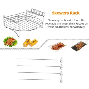 Air Fryer Stainless Steel Rack Tray&Steaming Racks Air Fryer Tools Baking Pan BBQ Gril Baking Cooker Accessories Cooking Tools - Image 2