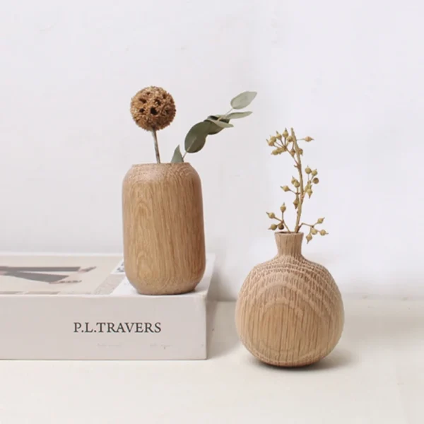Japanese Flowers Bottle Wooden Vase for Flower Home Decor Decorative Flowers Vase Living Room Decoration Office Desktop Ornament - Image 5