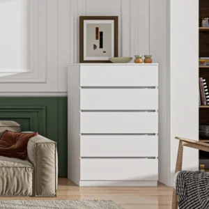 5 Drawer Dresser for Bedroom Vanity Desk White Living Room Make Up Table Hallway Toilet Furniture Makeup 27.6 in Furnitures Home - Image 6