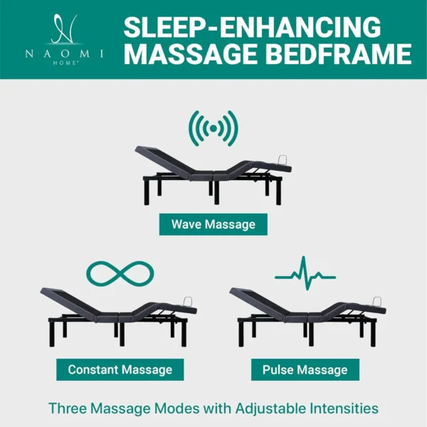 IdealBase Pain Relieving Adjustable Bed Frame Twin XL Massaging Zero Gravity Adjustable Bed Base with 3 Speed Head 2 USB Ports - Image 6